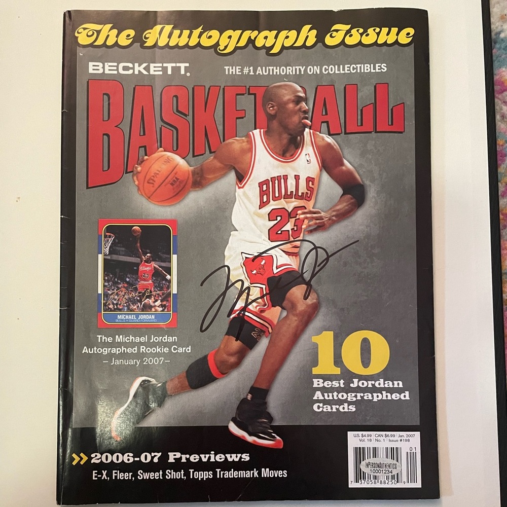 Authenticated signed Beckett magazine of the great Michael Jordan.